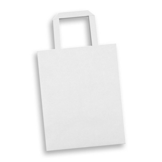 Medium Flat Handle Paper Bags White